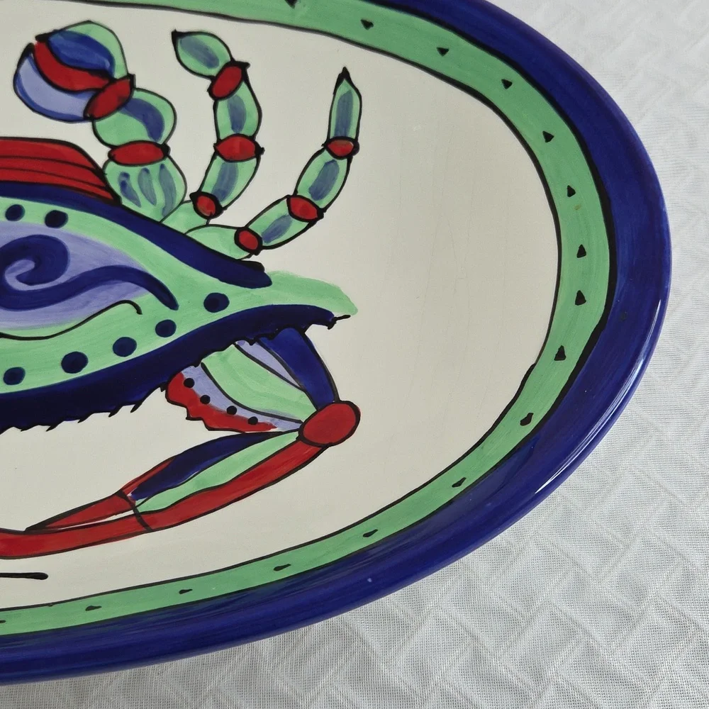 Caffco International DANA WHITTMAN Artist. MULIICOLOR CERAMIC PLATTER. - Picture 3 of 16